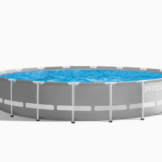 Piscina Estructural Redonda INTEX Prism Frame 5.49mx1.22m, 24.311L, con Bomba, Escalera, Cobertor y Tapiz