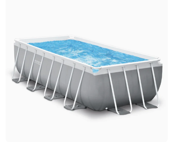 Piscina Estructural Rectangular INTEX Prism Frame, 4m x 2m x 1.22m, 8.418L, con Bomba y Escalera