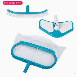 Kit de Limpieza Deluxe INTEX para Piscinas y Spas con Recoge Hojas, Cepillo y Cabeza