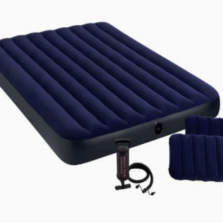 Colchón Inflable INTEX 2 Plazas Classic Downy con Inflador y 2 Almohadas 152x203x25 cm